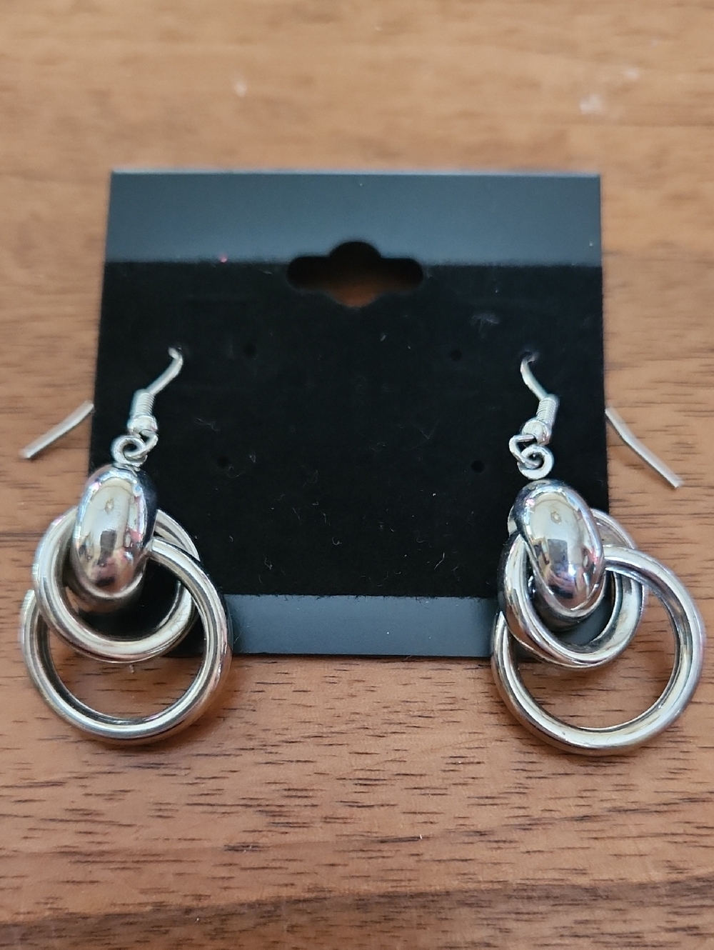Fashion Jewelry Silver Interlocking Hoop Dangle Earrings